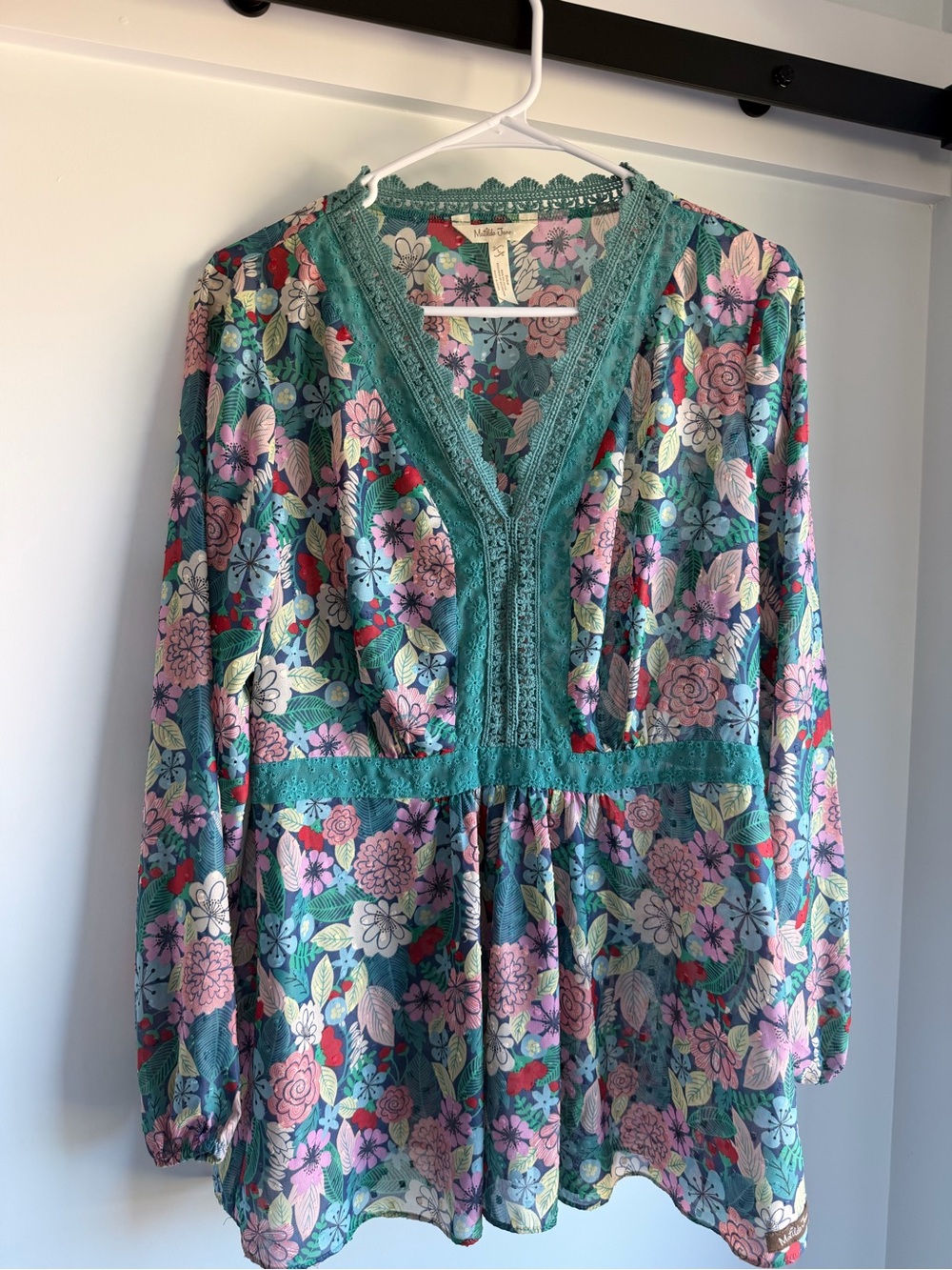 Matilda Jane Floral Lace-Trim Peasant Blouse